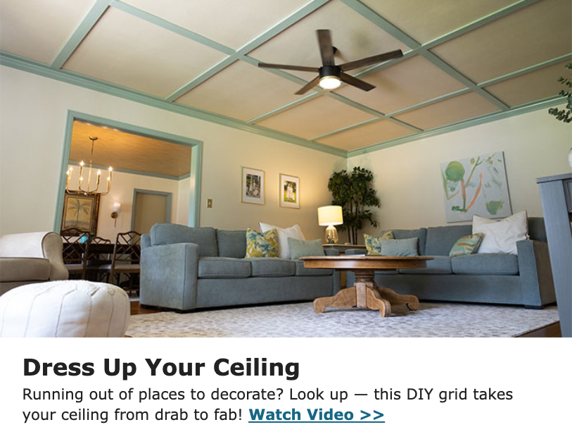 Copywriting example about building a grid ceiling with wood.