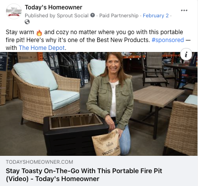 Sponsored social media post for The Home Depot