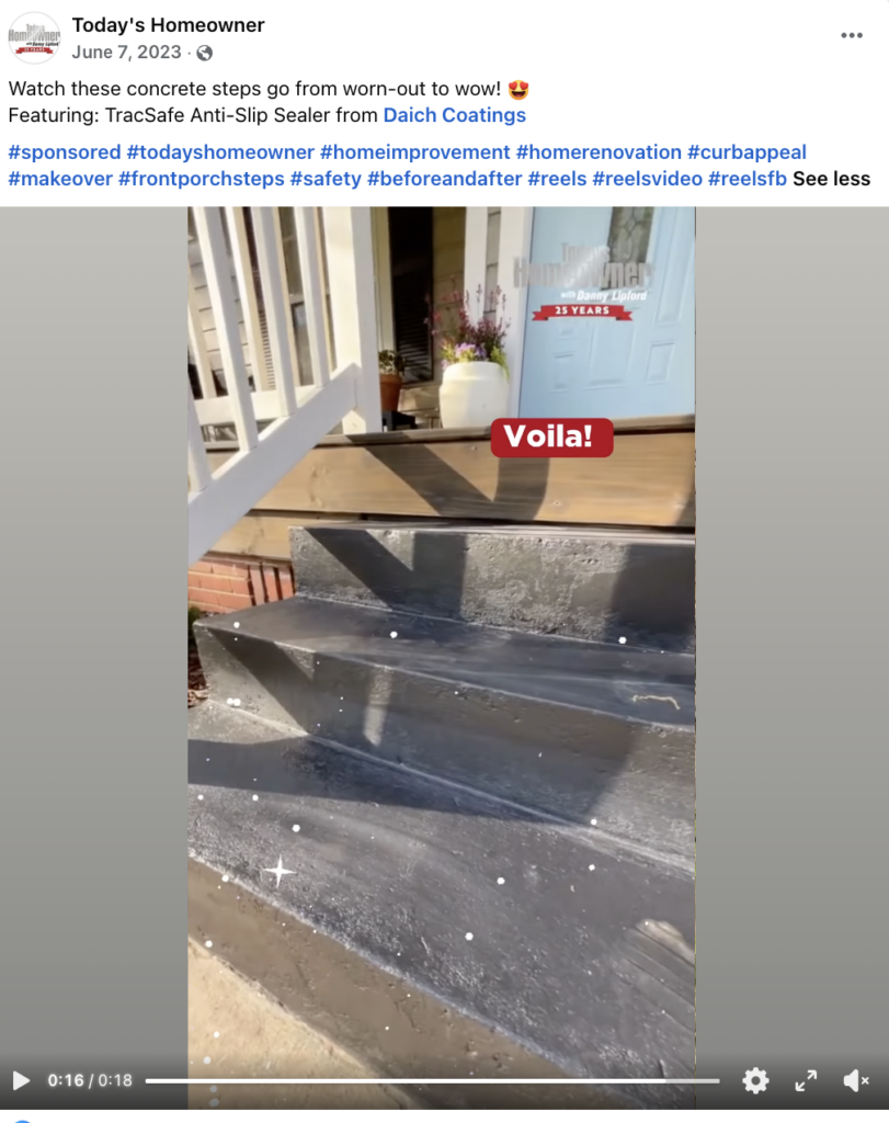 Daich Coatings sponsored Facebook post