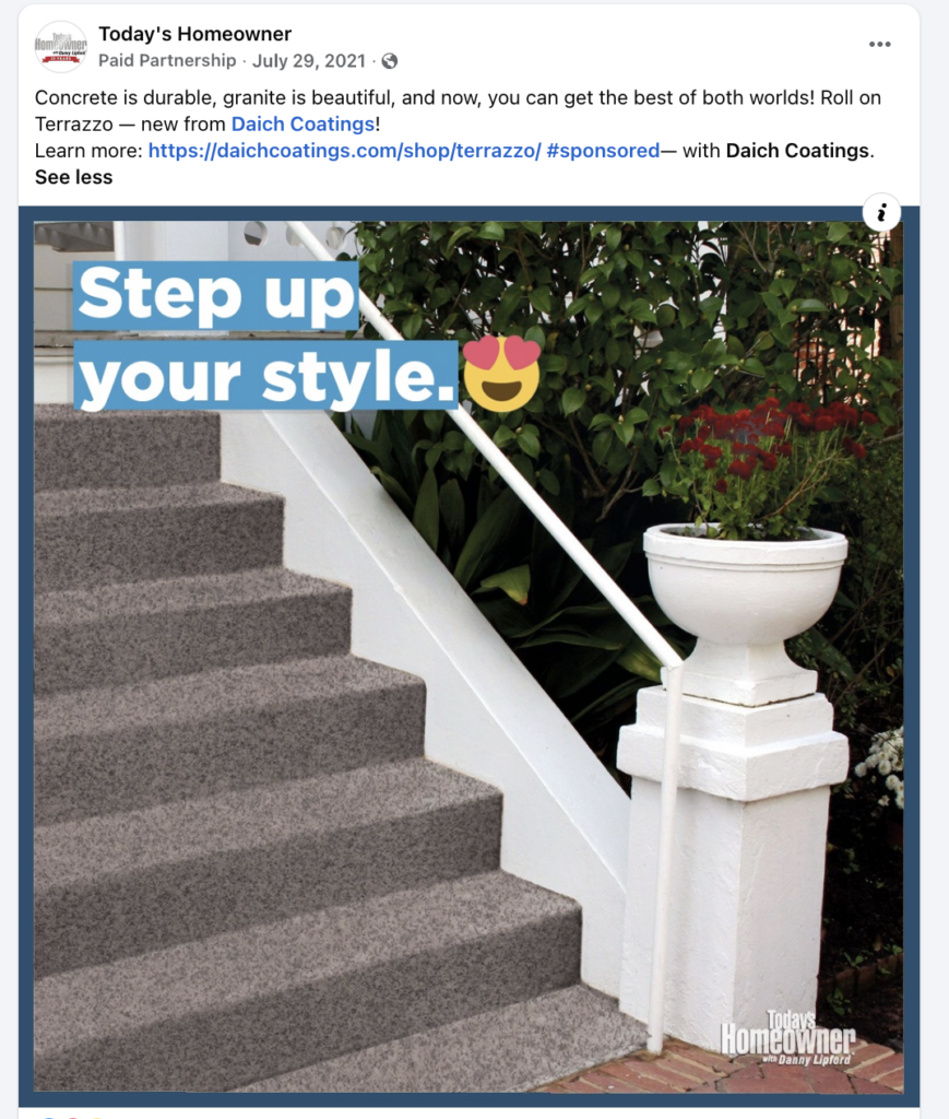 Daich Coatings sponsored Facebook post