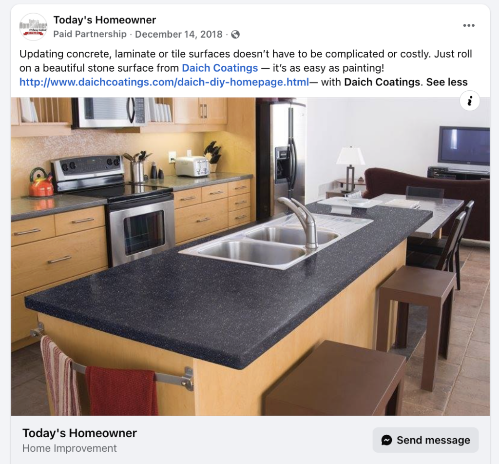 Daich Coatings sponsored Facebook post