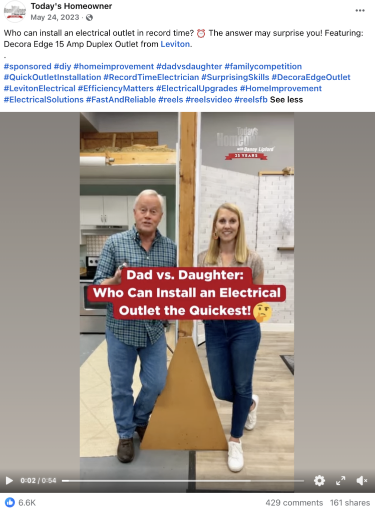 Leviton sponsored Facebook post